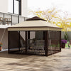 3 x 3(m) Pop Up Gazebo Tent with Netting, Height Adjustable, Beige