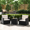 Rattan Conversation Set 3 Piece Patio Furniture Set w/ Back Cushions-White