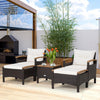 5Pcs Outdoor Patio Furniture Set PE Wicker Patio Lounge Chair Ottoman Table Set