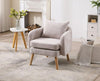 Grey Accent Armchair Chenille Lounge Chair with Wood Legs for Living Room