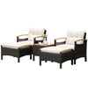 5 Piece Patio Rattan Furniture Set Wicker Lounge Chair and Ottoman Set W/ Table