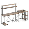 Reversible Corner Computer PC Desk w/Hutch & CPU Stand-Brown