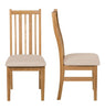 Solid Oak Dining Chairs, Wooden Kitchen Chairs Set of 2 with Beige Fabric Seat