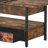 Lift Top Coffee Table with Storage Shelf 2 Drawers LED Light for Living Room