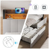 Double Size Bed Frame Metal Bed Platform LED Lights Headboard & 4 Storage Drawer