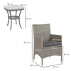 Rattan Bistro Set Garden Chair Table Patio Outdoor, Light Grey