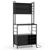 Bakers Rack with Power Outlet Microwave Stand with Storage Cabinet Black