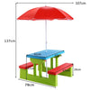 Indoor & Outdoor Colorful Picnic Table and Benches w/Removable Umbrella-Red