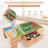 100-Piece Train Set Table Kids Activity Table with Storage Drawer-Natural