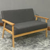 2 Seater Wooden Sofa Armchair with Sturdy Wood Frame Linen Fabric Small Couch
