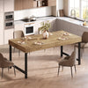 Dining Table for 4-6 People, Industrial Rectangular Kitchen Table with Metal Leg