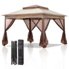 Pop Up Gazebo With Mesh Sides Garden Marquee Camping Tent Canopy 3.3x3.3M Khaki