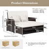 Patio Rattan Daybed Set Wicker Loveseat Sofa w/ Footstool-White