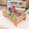 100-Piece Train Set Table Kids Activity Table with Storage Drawer-Natural