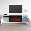 White 70inch TV Stand Unit Cabinet with Electric Fireplace & 12 Colour LED Light