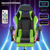 Gaming Chair with Bluetooth Speakers RGB LED Lights & Reclining Footrest Xzkmdww