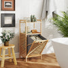 Tilt out Laundry Hamper Bamboo Laundry Cabinet w/Storage Shelves-Natural