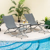 5Pcs Patio Sling Chair Set Folding Lounge Chairs Coffee Table Chair Footrest Set
