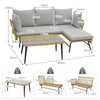 Outdoor Wicker Furniture Set 3-Piece L-Shaped Patio Sofa-Grey