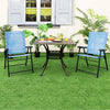 Set of 2 Patio Outdoor Portable Sling Back Chairs Folding Dining Chairs Blue