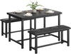 Dining Set for 4 Wood Top Table and 2 PU Leather Upholstered Bench Small Kitchen