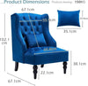 Velvet Wingback Armchair High Back Tufted Chair for Bedroom Living Room
