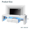 LED TV Stand Cabinet Unit Modern 2 Drawer MDF Entertainment RGB Lights White