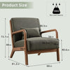 2x Mid Century Lounge Chairs – Solid Wood Frame, High Back, Linen Seat