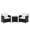 3 Piece Patio Furniture Set Rattan Conversation Set w/ Soft Seat-White