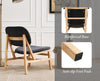 Retro Wooden Lounge Chair Grey Chenille Armchair for Living Room Decor