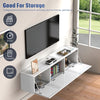 High Gloss White Floating TV Unit Cabinet Wall Mounted TV Stand with LED Lights