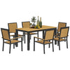 6 Seater Aluminium Garden Dining Set with Stackable Chairs, Natural