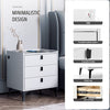 3 Charging Nightstand Side Bedside Cabinet Drawers LED Table with White Tycesihi