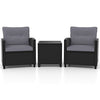 3 Piece Patio Furniture Set Rattan Conversation Set w/ Soft Seat-Grey