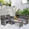 PE Rattan 4 Pieces Patio Furniture Set w/ Cushions-Grey