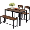 Dining Table and 2 Chairs 1 Bench Set Metal Home kitchen Dinging Room Furnitture