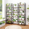 Heavy-duty Metal Frame Bookcases w/ 14 Open Shelves-Brown