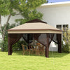 3 x 3(m) Pop Up Gazebo Tent with Netting, Height Adjustable, Beige