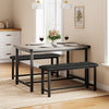 Dining Set for 4 Wood Top Table and 2 PU Leather Upholstered Bench Small Kitchen