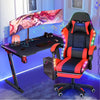 Gaming Chair with Bluetooth Speakers RGB LED Lights & Reclining Footrest Eyqqblb