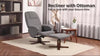 Swivel Recliner Chair with Footstool and Wooden Base, Grey