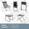 5Pcs Patio Sling Chair Set Folding Lounge Chairs Coffee Table Chair Footrest Set
