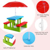 Indoor & Outdoor Colorful Picnic Table and Benches w/Removable Umbrella-Red