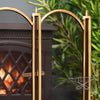 Deluxe Dynasty Four Fold Fire Screen in Polished Brass