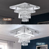 Crystal LED Ceiling Light Square Chandelier Flush Mount Living Room Bedroom Lamp