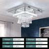 Crystal LED Ceiling Light Square Chandelier Flush Mount Living Room Bedroom Lamp