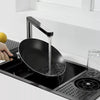Black Hidden Handmade Kitchen Sink Stainless w/Glass Rinser Single Bowl