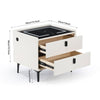 LED Bedside Table with 2 Drawers Wireless Charging Side Cabinet Nightstand White