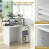 Reception Desk Front Counter Desk w/ Lockable Drawer & Adjustable Shelf-White