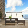 3 PCS Outdoor Conversation Furniture Set PE Rattan Patio Table Sofa Ottoman Set